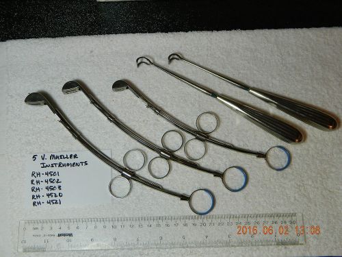 5 V Mueller surgical instruments RH-4501, 4502, 4503, (retractors 4520 &amp; 4521)