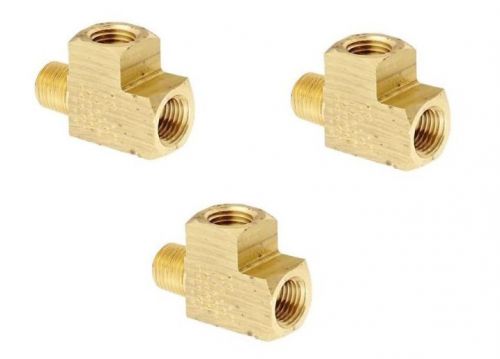 3 pack: ships free: solid brass 1/8&#034; npt street run tee 3-way fitting fnpt mnpt for sale