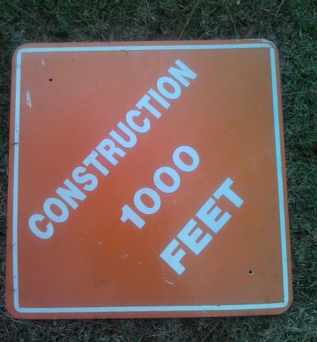 30X30 Metal Construction Warning Sign - CONSTRUCTION 1000 FEET