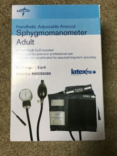 Medline sphygmomanometer adult handheld, adjustable aneroid with case #mds9380lf for sale