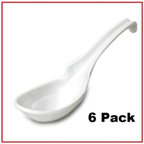 Chefland asian/chinese melamine ladle style soup spoon, white, 6-pack for sale