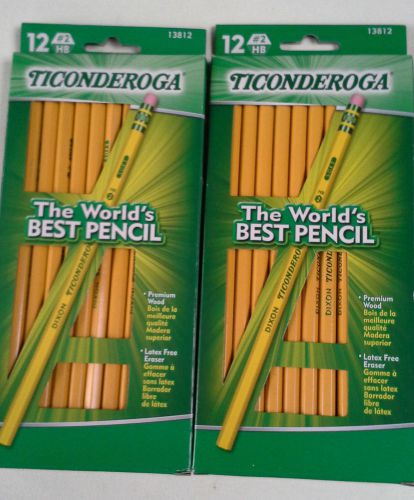 Ticonderoga #2 Soft Pencils, 2 PACKS of 12, (24 total), Yellow (13812), New