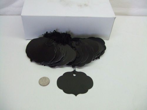 1000 Large Black Scalloped Hexagon Merchandise Price Tags W/String Display Label