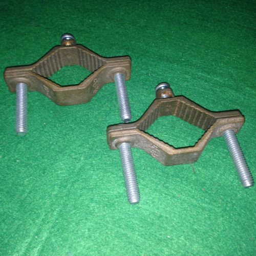 2 new burndy c22 grounding clamp,1-1/4&#034;-2&#034; pipe, bronze alloy, silicon bronze for sale