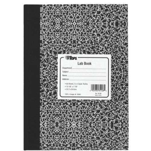 Tops TOPS Lab Notebook, 10 x 7 3/8 Inches, Hard Marble Cover, Quadrille Ruled, 5