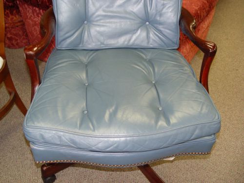 Blue genuine leather office chair ( classic leather, inc ) for sale