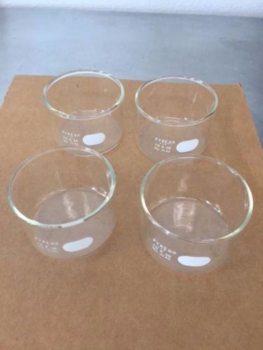 LOT OF 4 PYREX Lab Glass 70mm x 50mm Storage Flat Crystallizing Dish 3140
