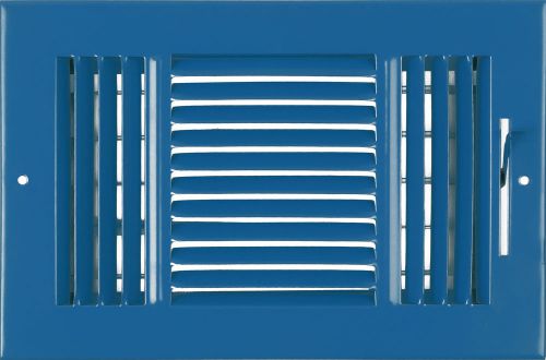 10w&#034; x 6h&#034; Fixed Stamp 3-Way AIR SUPPLY DIFFUSER, HVAC Duct Cover Grille Blue