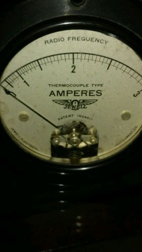 WWII panel meter gauge Jewell RF amperes 0-3 thermocouple type radio militaty