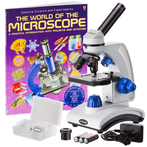 40X-1000X Dual Light Glass Lens Metal Frame Student Microscope with Slides and B