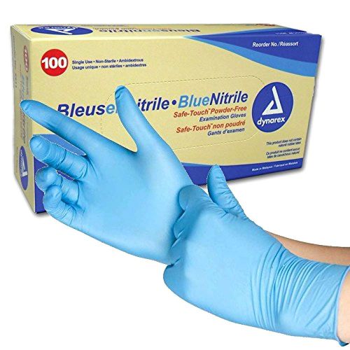 Dynarex safetouch nitrile exam gloves non latex powder-free medium box/100 new for sale