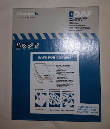 Chartpak DAF8 Self-Adhesive Drafting Applique Film for copiers, - 98 Sheets NEW