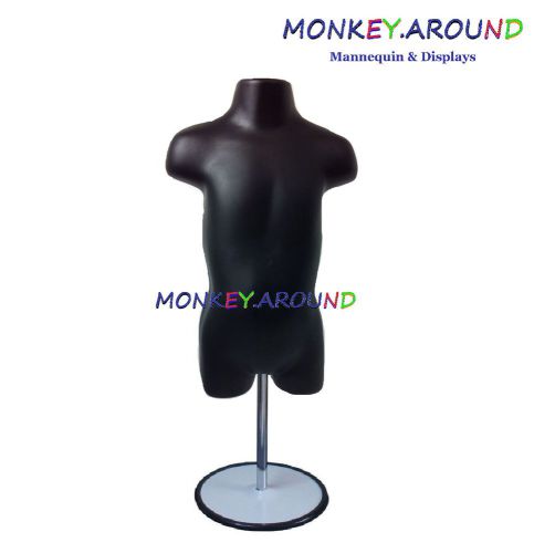 +1 Toddler Mannequin Black Torso Body Form +1 Hook +1 Stand - Display Shirt Pant