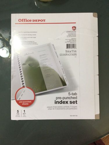 Office Depot Brand 5-Tab Pre-punched Index Set - NEW in package