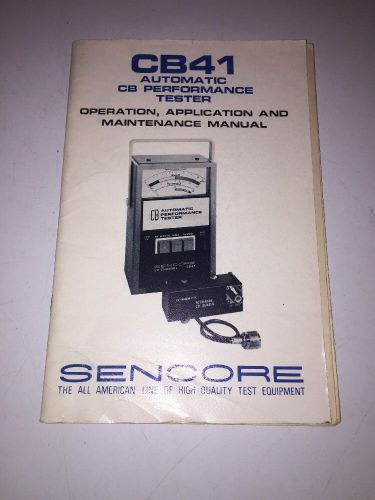 Sencore CB-41 CB41 CB Performance Tester Manual With Parts List