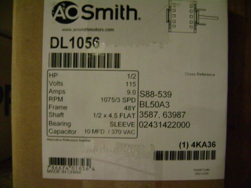 Ao smith dl1056, 1/2 hp, 1075 rpm, direct drive blower motor **new** for sale