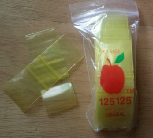 125125 Apple Mini Ziplock Baggies yellow clear 200ct  Bags 1.25&#034; X 1.25&#034;