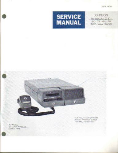 Johnson Manual TRANSCOM II 571 150-174 MHz FM 2WAY RADI