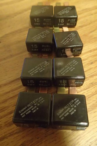 Eight (8) 15 amp snap action vb3m circuit breaker fuses - new - free shipping for sale