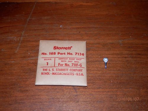 Starrett No. 16B Part No 7136 Contact Point .062&#034; Carbide Ball