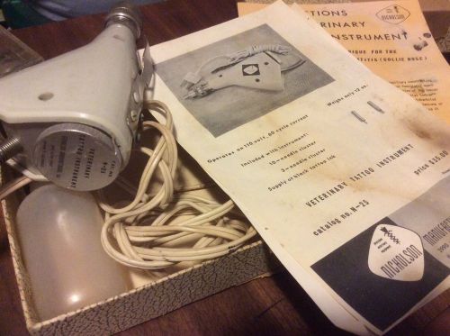 Vtg 1954 Veterinary Tattoo Instrument Electric w/ Instructions, Needles Orig Box