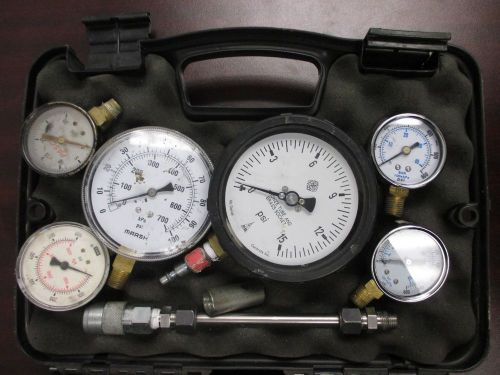 Lot of 6 PSI Gauges with Carrying Case