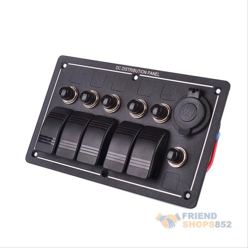 Waterproof 5 gang car boat switch panel with led light rocker circuit breakers for sale