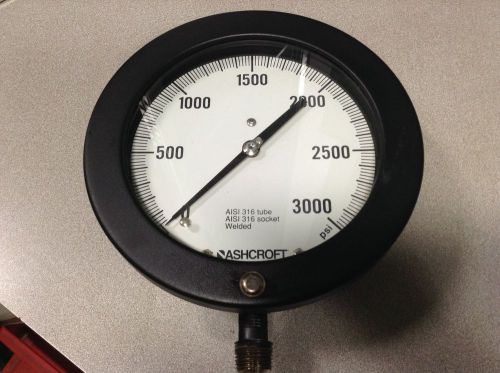 Ashcroft test gauge 0-3000 psi 6&#034; dial good condition 1/2&#034; npt for sale