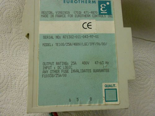 Eurotherm TE10S TE10S/25A/480V/LGC/IPF/96/00/