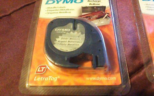 2PK Dymo LetraTag SILVER Metallic Refill Tapes for Letra Tag &amp; QX50 Label Makers