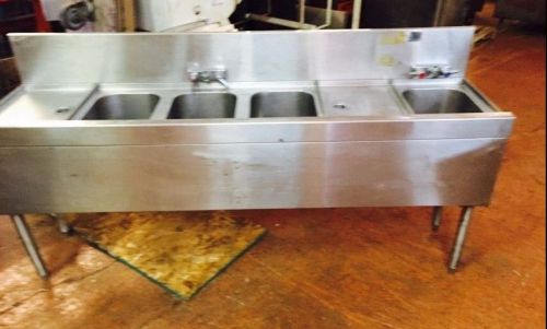 GLASTENDER 6&#039; UNDERBAR SINK 4 COMPARTMENTS &amp; 2 DRAINBOARDS