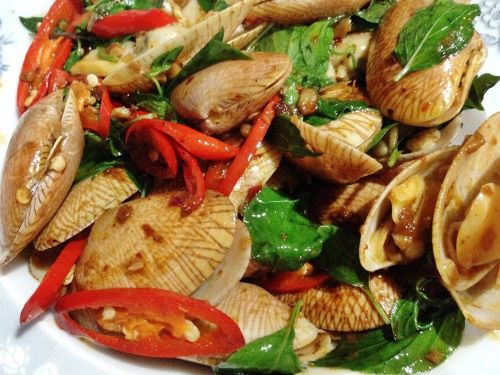 Thailand Recipe Food  STIR FRIED CLAMS WITH ROASTED CHILI PASTE