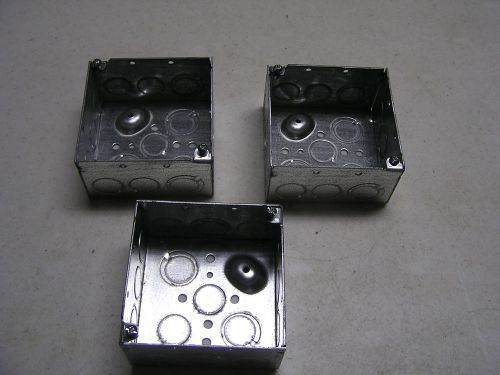 3 Pieces 4&#034; Square Electrical Boxes Galvanized Metal 1/2&#034; &amp; 3/4&#034; Knockouts 0918