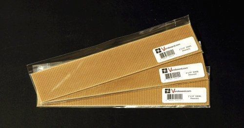Pack of 3 prototype universal stripboard 2&#034;x10&#034; (50x254mm) 2000hole phenolic for sale