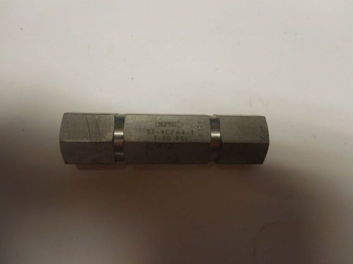 New nupro s/s stainless check valve ss-4cpa4-3 3-50 psi 1/4&#034; npt for sale