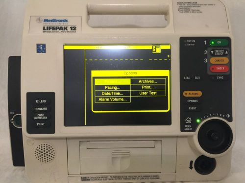 Lifepak 12 BiPhasic12 Lead  ECG AED Analyse Monitor Print Transmit Battery Defib