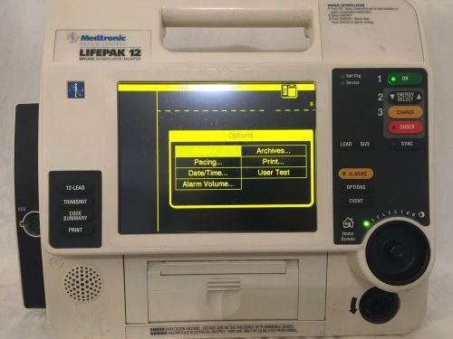 Lifepak 12 biphasic12 lead  ecg aed analyse monitor print transmit battery defib for sale