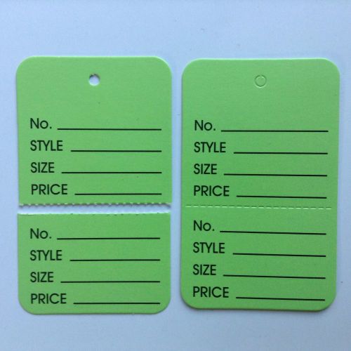 100 Green large Clothing Price Label perforated Price Coupon jewelry Display Tag