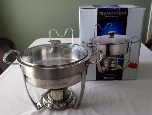 Tramontina 18/10 Stainless 3 QT Chafing Dish Pots Cookware Used Once!