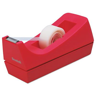 Desktop Tape Dispenser, 1&#034; Core, Weighted Non-Skid Base, Pink C38P