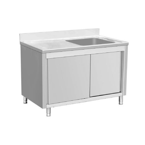EQ SSR126BR1 Stainless Steel Sink 1 Bowl On Right 47&#034; Backsplash Storage Cabinet