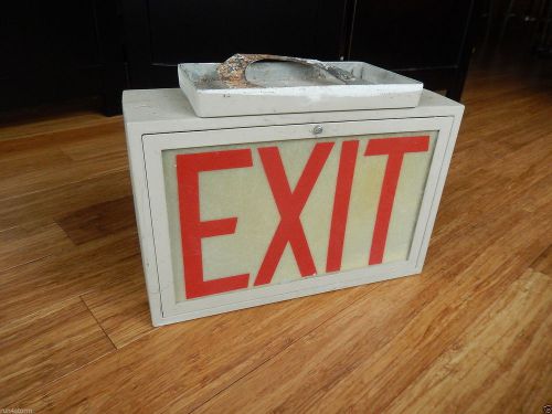 Vintage EXIT Sign Light. 1-Sided. Glass, Ceiling Mount, need new wire and clean