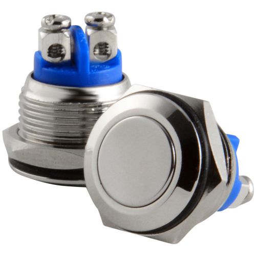 Lot of four (4pcs) 5/8&#034; 16mm mini momentary stainless steel push button switch for sale