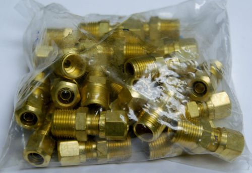 Brass fittings dot air brake male connector, qty 25, tube od 3/8, male pipe 1/2 for sale