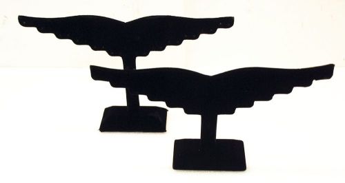 Two 12 pair Earring Wing Stand Displays 6 and 7.5 inch Black Velvet