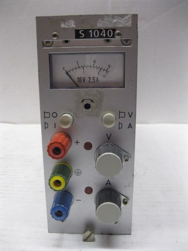 Hirschmann S 1040 Modular Adjustable Power Supply 0 - 16 V  0 - 2.5 Amp (L4)