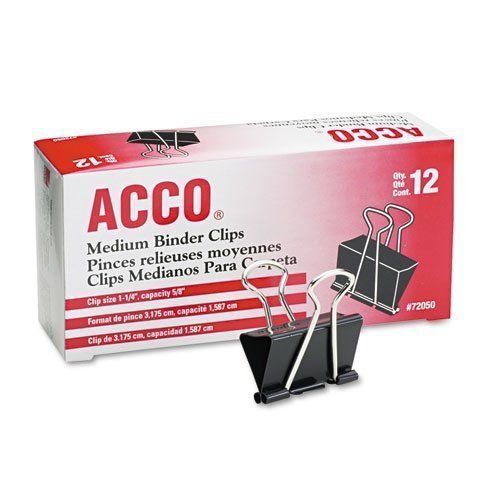ACCO Binder Clips, Medium, 12 Per Box (72050) by Acco