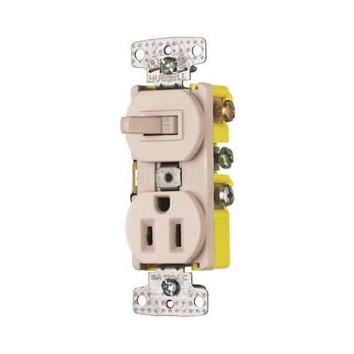Hubbell RC108LA Combo Switch/Receptacle 15A Almond