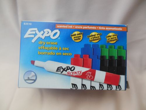 NEW Expo Scented Dry Erase Markers, Chisel Tip, 12-Piece, Assorted Colors