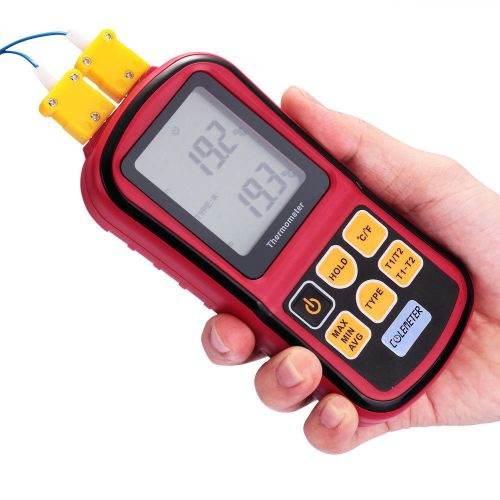 Dual Two Channel Digital Thermometer 2 K-Type Thermocouple Sensor